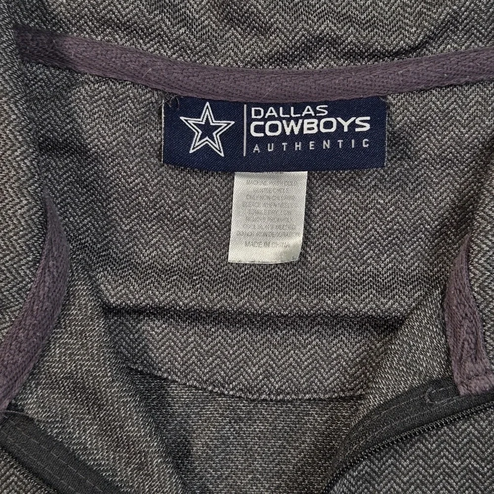 Dallas Cowboys Pullover Mens Large Gray NFL Football Quarter Zip Long Sleeve